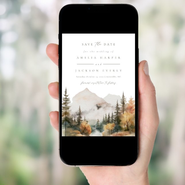 Boho Mountain Wedding Save The Date Invitation (Front Digital)