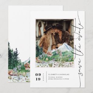 Boho Mountain Wildflower Photo Save the Date