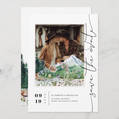 Boho Mountain Wildflower  Photo Save the Date