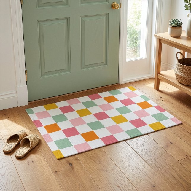 Boho Multicolor Checkerboard Doormat (Creator Uploaded)