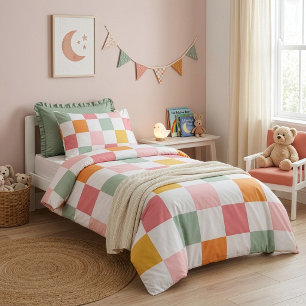 Boho Multicolor Checkerboard Duvet Cover
