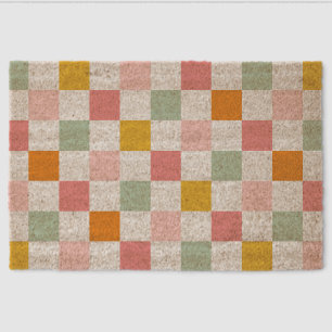 Boho Multicolor Checkerboard Fiber Doormat