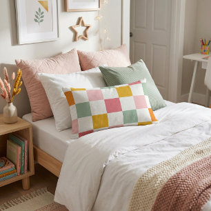 Boho Multicolor Checkerboard Lumbar Pillow
