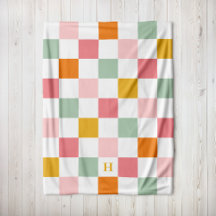 Boho Multicolor Checkerboard Monogram