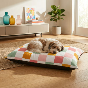 Boho Multicolor Checkerboard Pet Bed