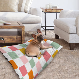 Boho Multicolor Checkerboard Pet Bed