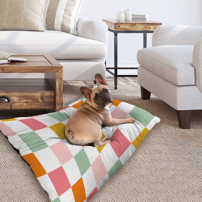 Boho Multicolor Checkerboard Pet Bed (Creator Uploaded)