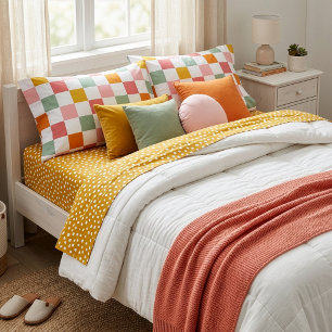 Boho Multicolor Checkerboard Pillow Case