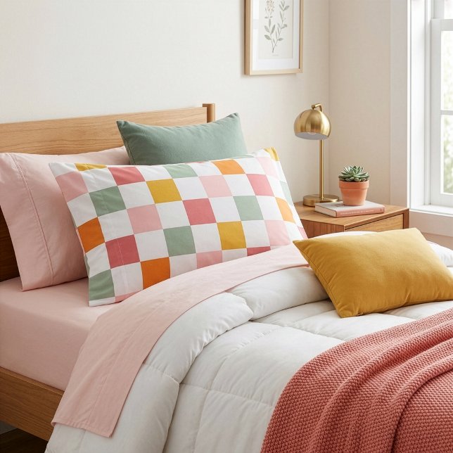 Boho Multicolor Checkerboard Pillow Case (Creator Uploaded)