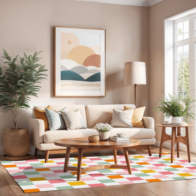 Boho Multicolor Checkerboard Rug (Creator Uploaded)