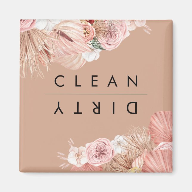 Boho Multicolor Floral Collage Beige Magnet (Front)