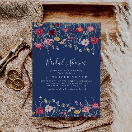 Boho Multicolor Wildflower Bridal Shower Invitation