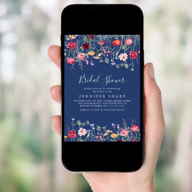 Boho Multicolor Wildflower Bridal Shower Invitation (Front Digital)