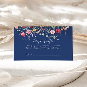 Boho Multicolor Wildflower Diaper Raffle Ticket Enclosure Card