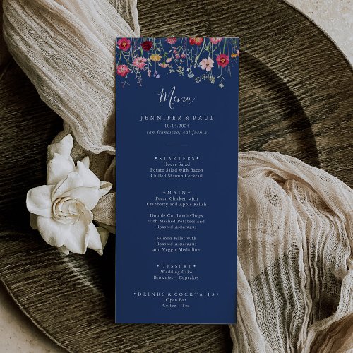 Boho Multicolor Wildflower Dinner Menu