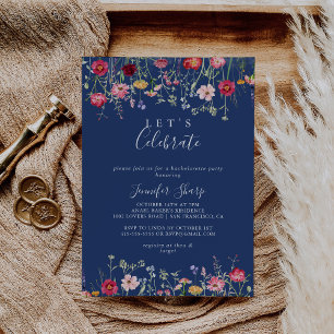 Boho Multicolor Wildflower Let's Celebrate Party Invitation