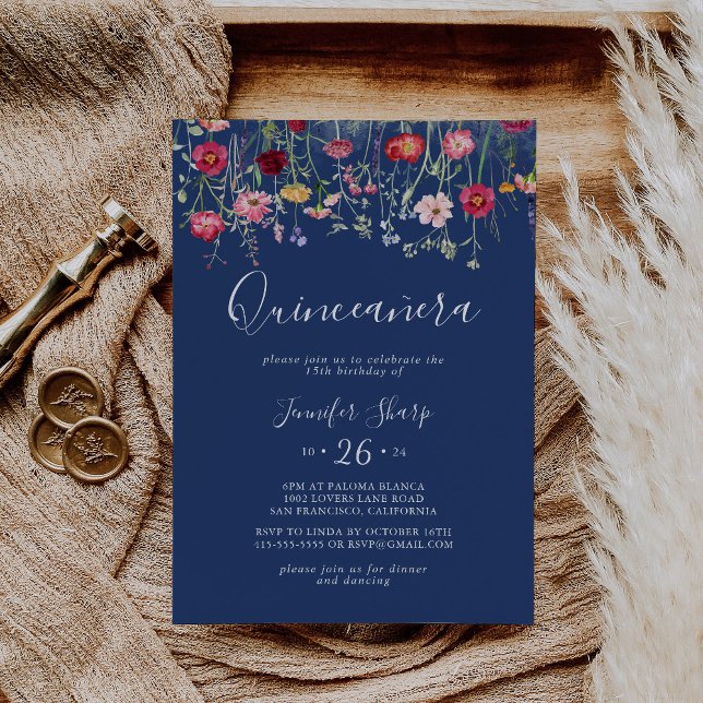 Boho Multicolor Wildflower Quinceañera Invitation (Creator Uploaded)