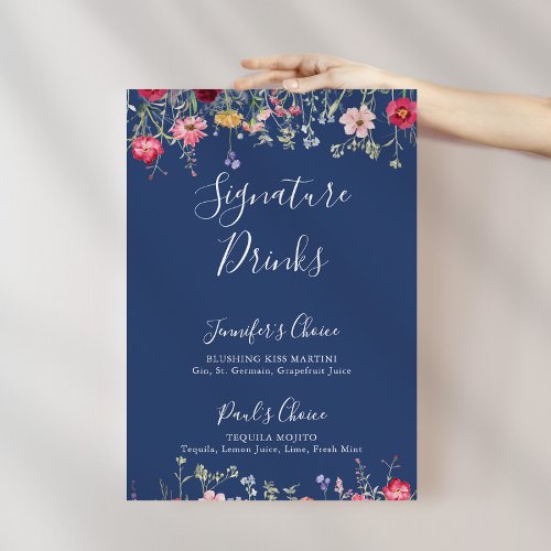 Boho Multicolor Wildflower Signature Drinks Sign