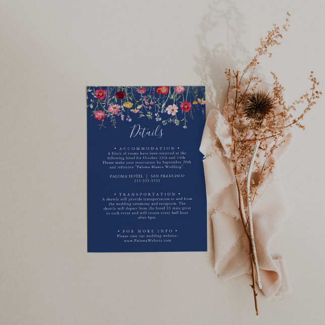 Boho Multicolor Wildflower Wedding Details Enclosure Card (Creator Uploaded)