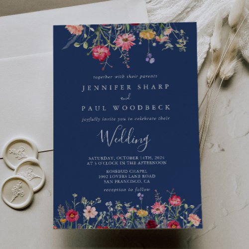 Boho Multicolor Wildflower Wedding Invitation