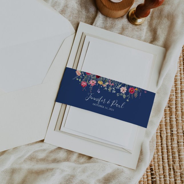 Boho Multicolor Wildflower Wedding  Invitation Belly Band (Creator Uploaded)