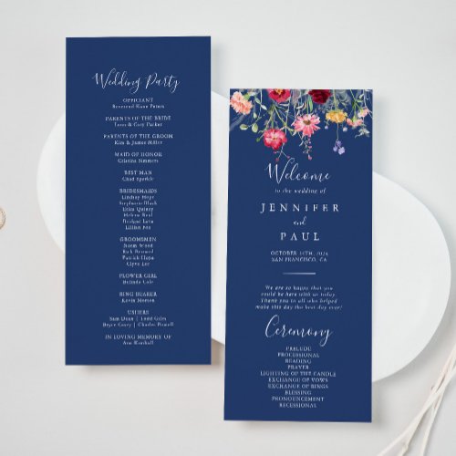 Boho Multicolor Wildflower Wedding Program