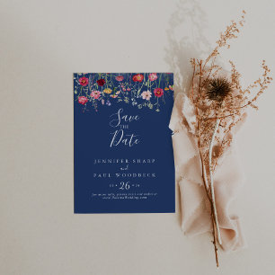 Boho Multicolor Wildflower Wedding Save The Date