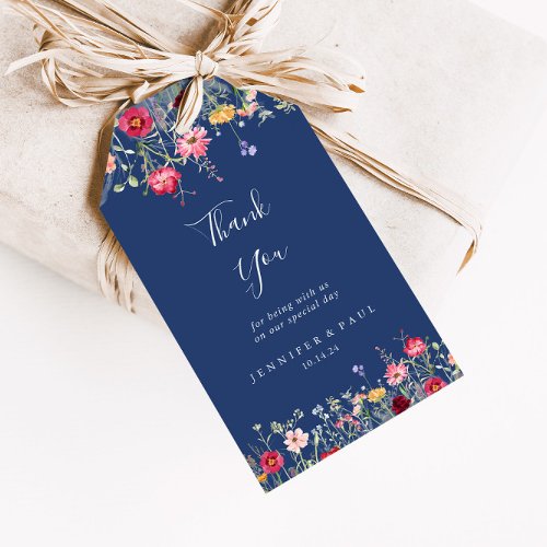 Boho Multicolor Wildflower Wedding Thank You Gift Tags