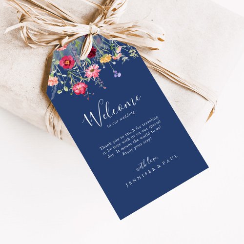 Boho Multicolor Wildflower Wedding Welcome Gift Tags