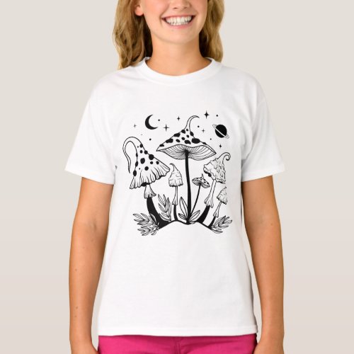 Boho Mushroom Hippie Mushroom Floral Mushroom  T_Shirt