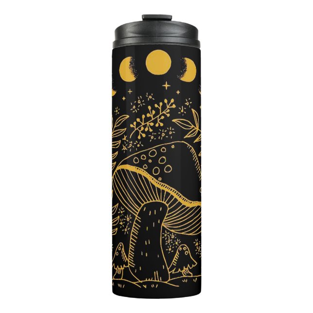 Boho Mushroom, Hippie Mushroom, Mystic Moon Thermal Tumbler (Front)