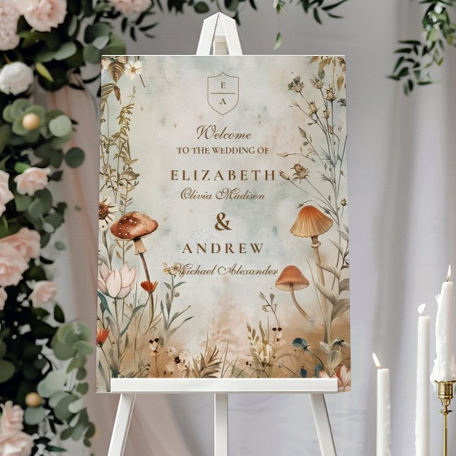 Boho Mushroom Wildflower Wedding Foam Board (Creator Uploaded)