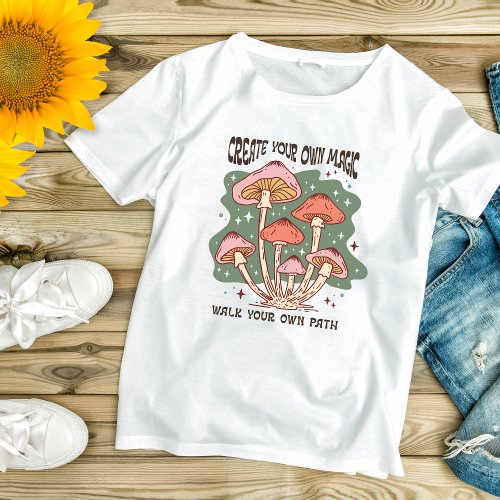 Boho Mushrooms Inspirational Motivational  T_Shirt