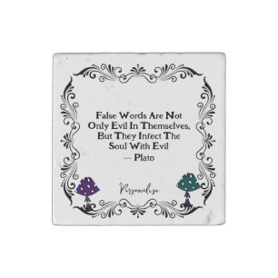 Boho Mushrooms Plato Evil Words Soul Quote Stone Magnet