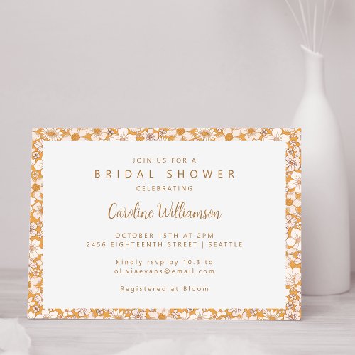 Boho Mustard Yellow Spring Floral Bridal Shower Invitation