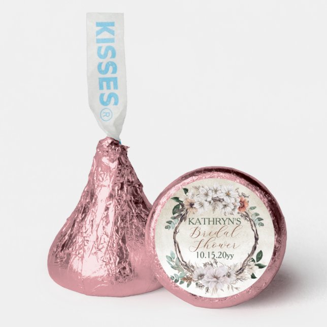 Boho Muted Fall Floral Bridal Shower Hershey®'s Kisses® (Front)