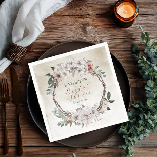 Boho Muted Fall Floral Bridal Shower Napkins