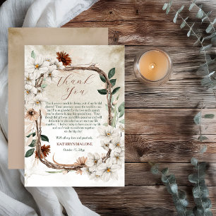 Boho Muted Fall Floral Fall in Love Bridal Shower Thank You Card