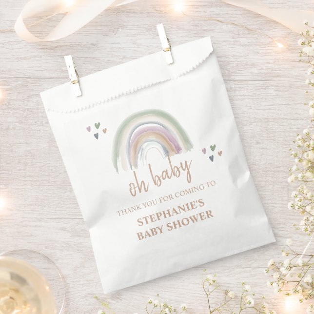  Boho  Muted Rainbow Baby Shower Thank you  Favor Bag (Clipped)