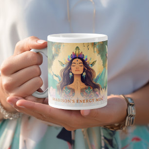 Boho Mystic Energy Spiritual Woman Custom Giant Coffee Mug