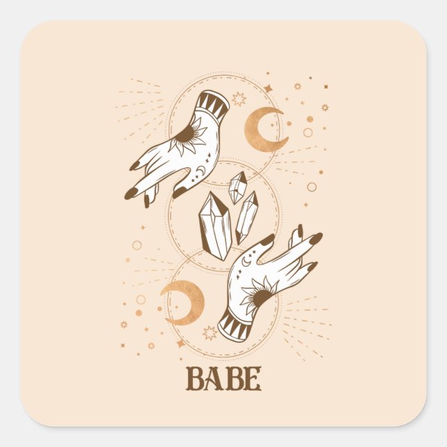 Boho Mystic Tarot Celestial Bachelorette   Square Sticker (Front)