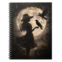 Boho Mystical Girl and Ravens Moon Journal