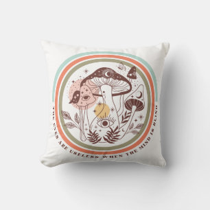 Boho Mystical Mushrooms Throw Pillow