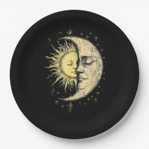 Boho Mystical Sun And Moon Aesthetic Vintage Paper Plates