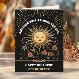 Boho Mystical Sun Birthday Card
