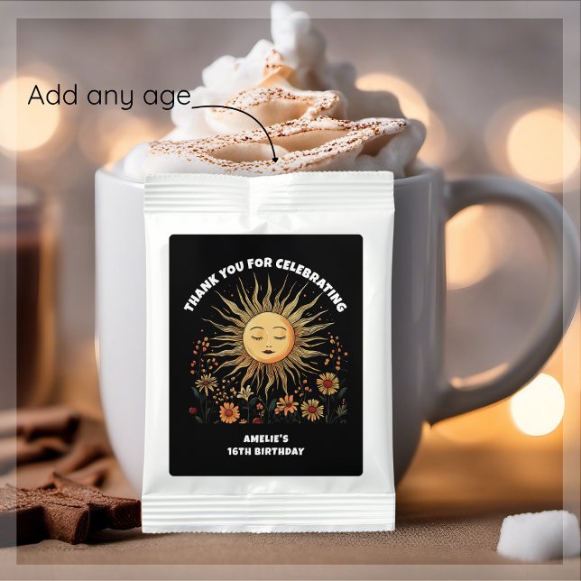 Boho Mystical Sun Birthday  Hot Chocolate Drink Mix (Creator Uploaded)