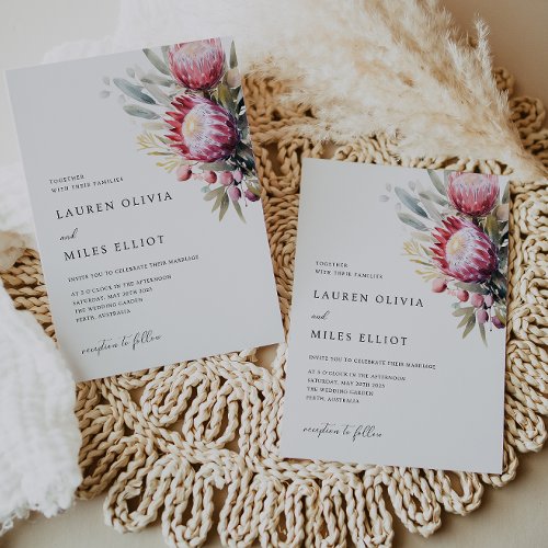 Boho Native Protea Wedding Invite