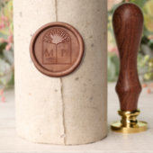 Boho Natural Dried Palm Frond leaf Arch Monogram Wax Seal Stamp (Insitu (Parchment))