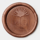 Boho Natural Dried Palm Frond leaf Arch Monogram Wax Seal Sticker (Front)