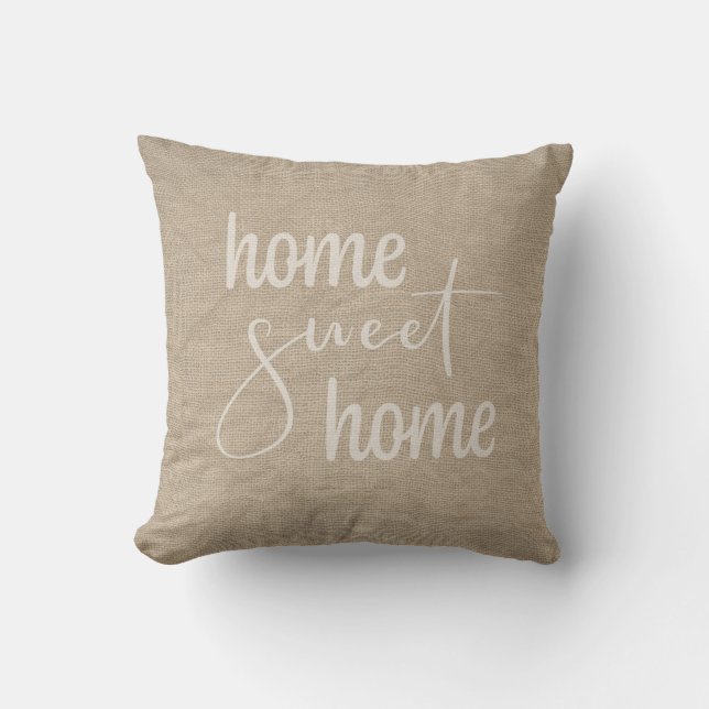 Boho natural home sweet home throw pillow (Front)